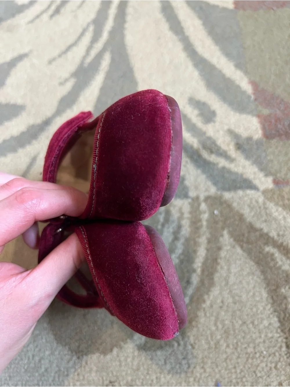 Girls' Velvet Mary Jane Shoes in Berry Pink